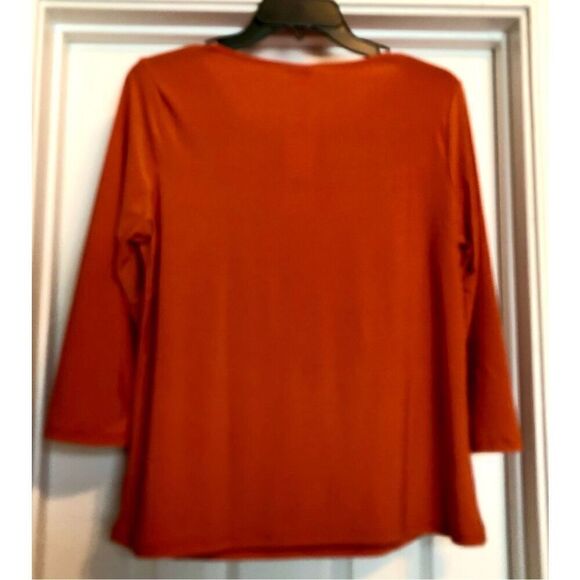 NY COLLECTION - 🎉2XHP🎉 NWT - L Sz L Petite 3/4 Sleeve Cutout Top/“Spice Route” - Picture 8 of 14